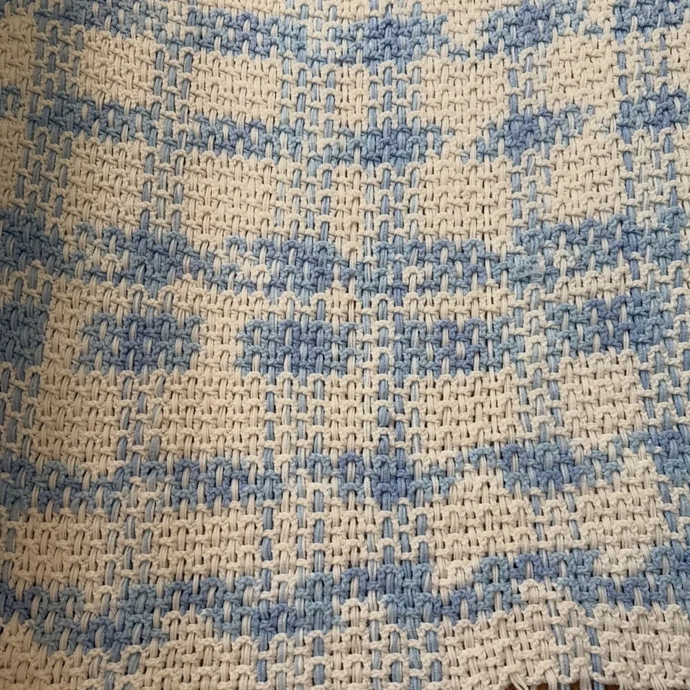 Handmade Baby Blanket Blue‎ And White Girl Boy Gift 33